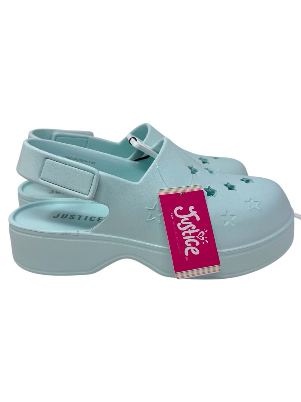 Justice Mint Green Star Clog Sandals girls size US 4 /EU 36 NWT